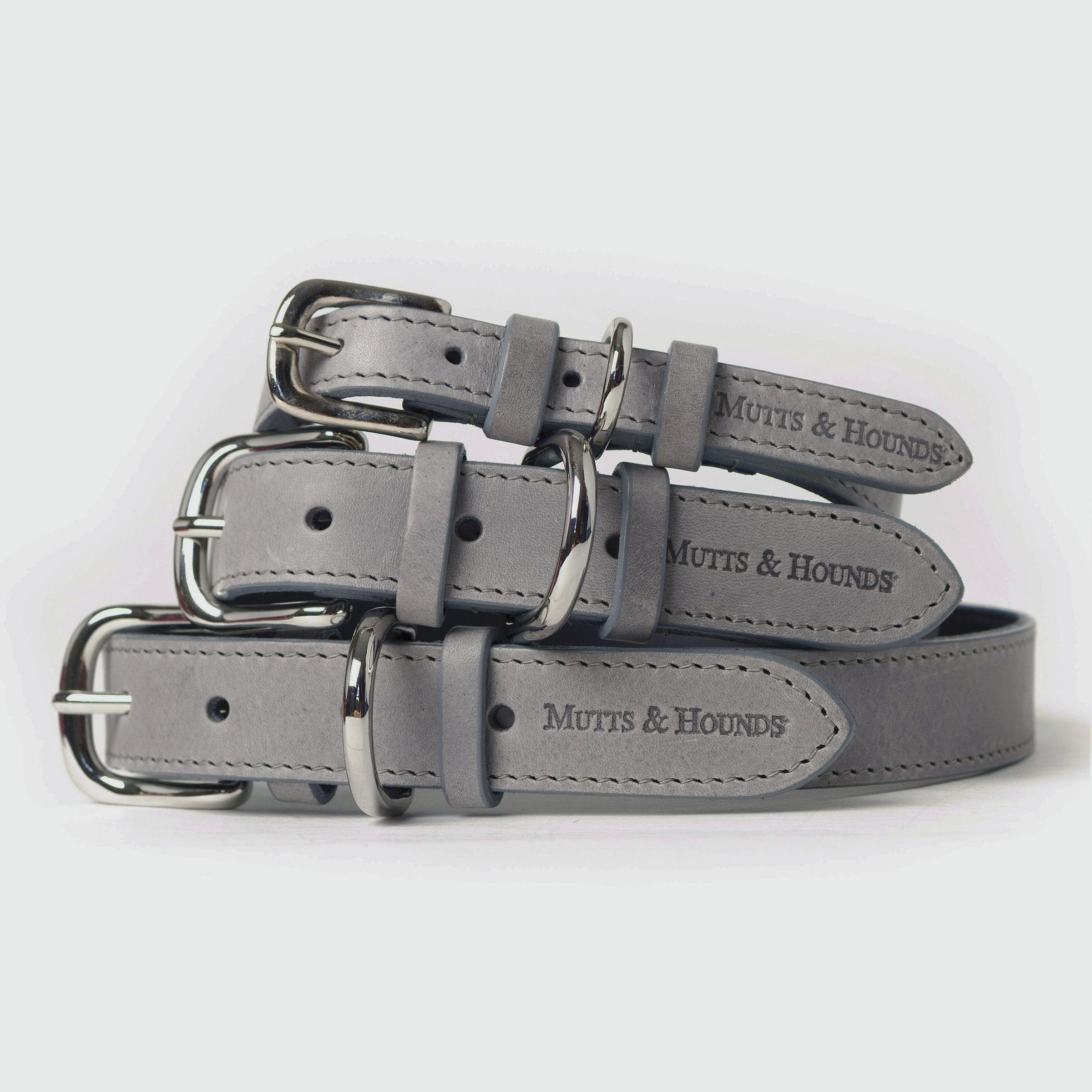 Leather Dog Collar - Grey - NEW PETS ON THE BLOCK.COM