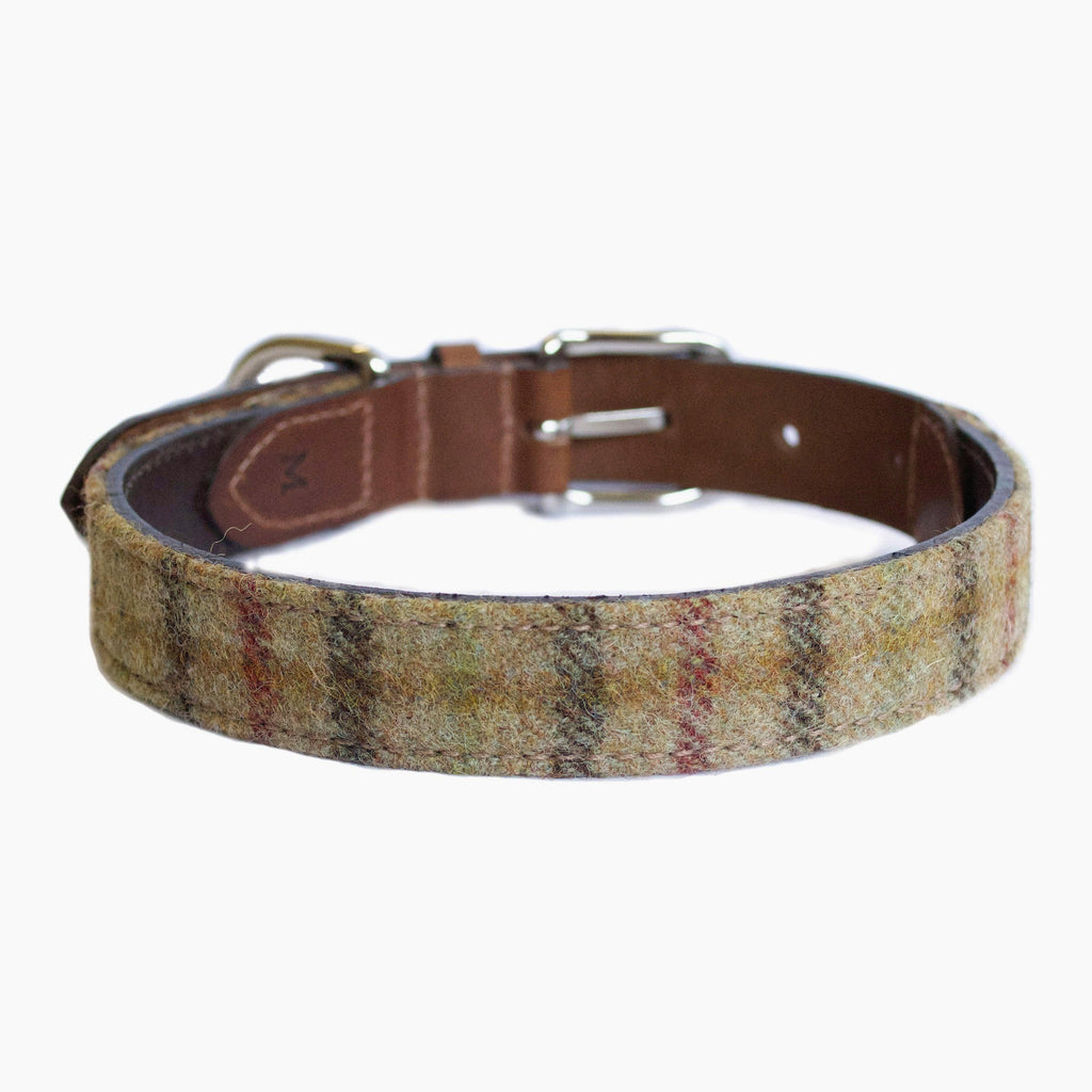 Tweed & Leather Dog Collar - Balmoral - NEW PETS ON THE BLOCK.COM
