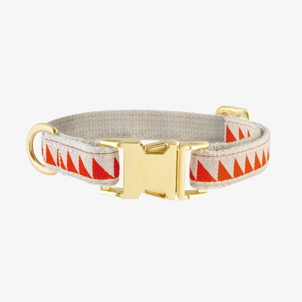 Nice Grill Dog Collar - Cream & Vermillion - NEW PETS ON THE BLOCK.COM