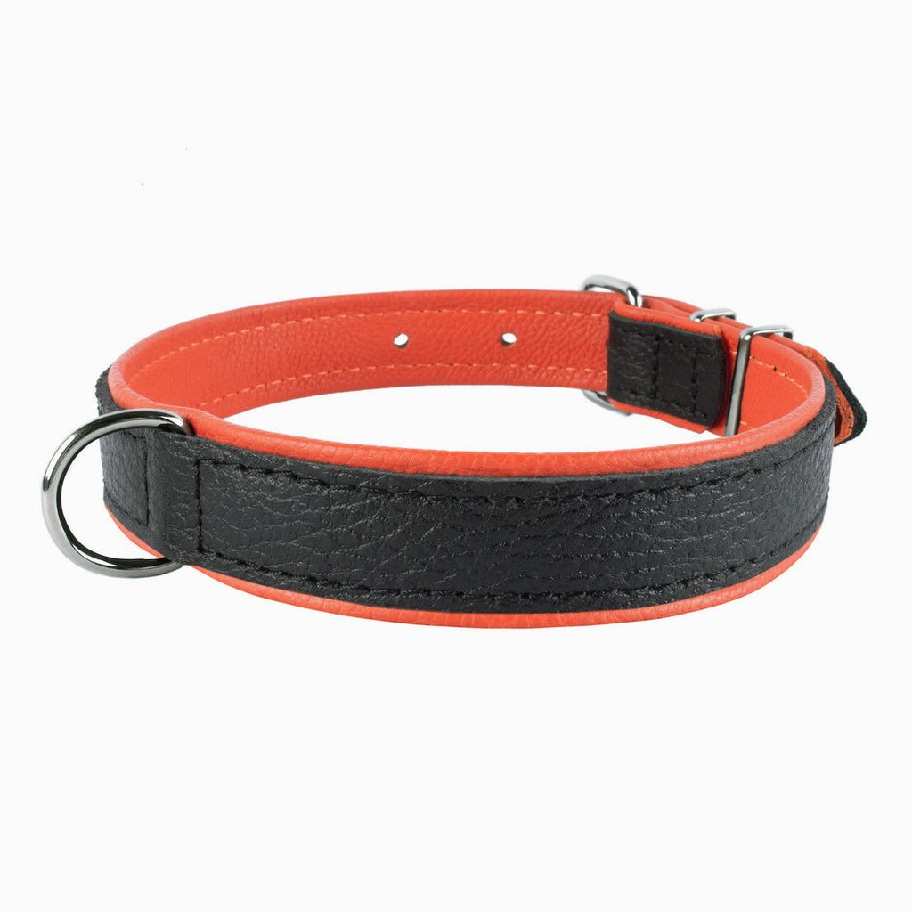 New pets on the block Soft Padded Leather Collar Black Orange sale