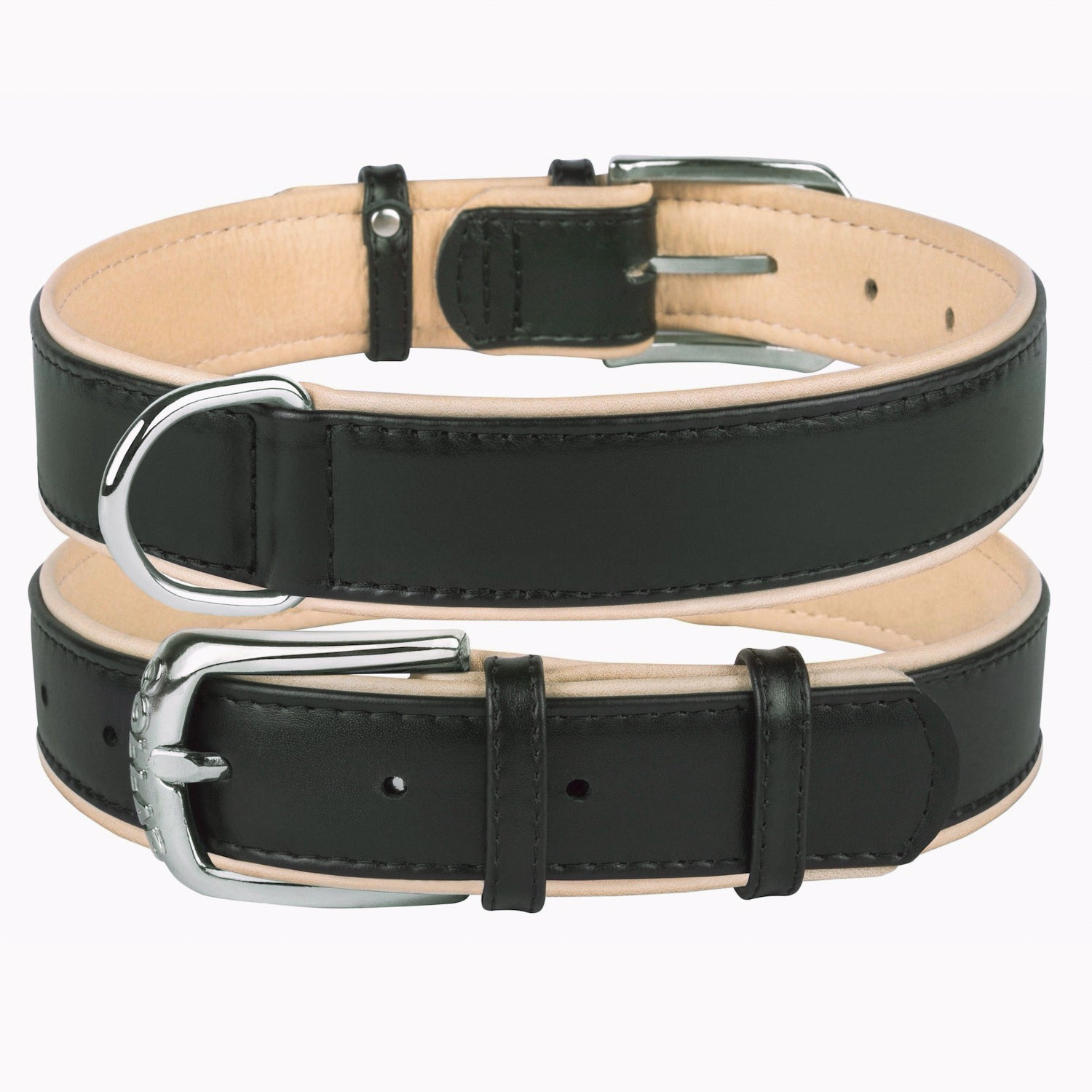 New pets on the block Soft Leather Collar Matte Black Cream