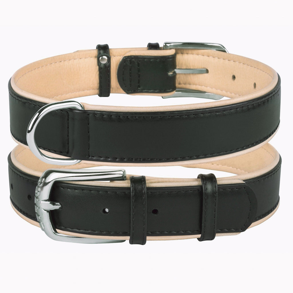 New pets on the block Soft Leather Collar Matte Black Cream