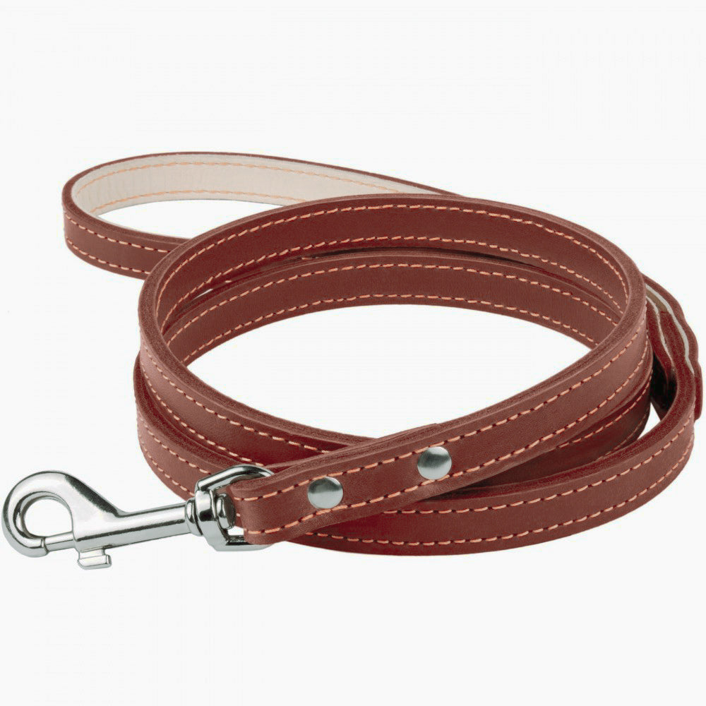 New pets on the block Durable Leather Non Pull Dog Harness & Fixed Leash Brown matching set
