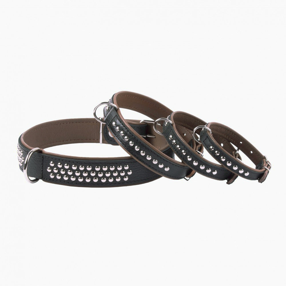 New pets on the block Studded Leather Collar Black Brown sale uitverkoop