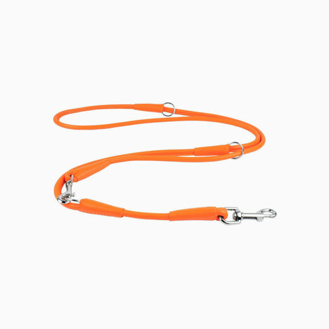 Soft Padded Leather Dog Collar & Multi-Use Dog Leash Set - Orange