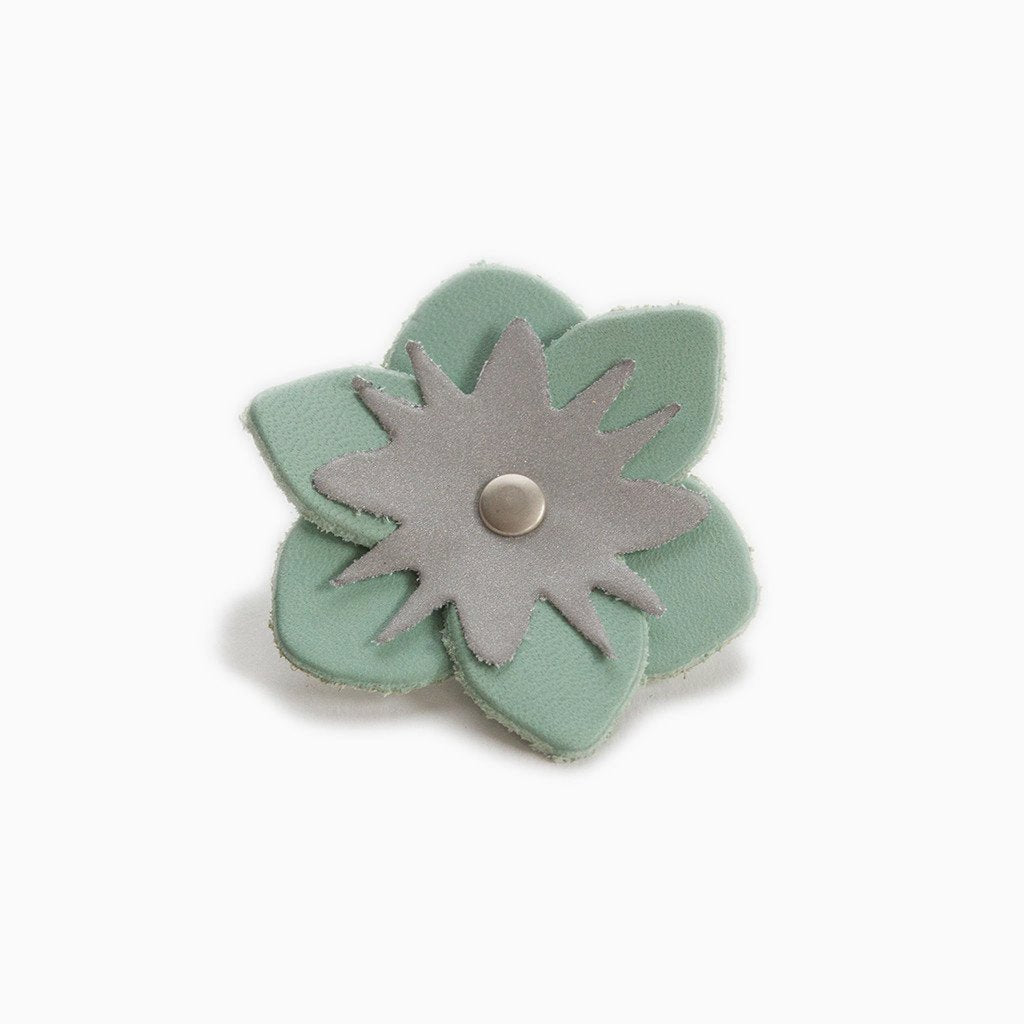 Reflective Leather Flower - Mint - NEW PETS ON THE BLOCK.COM