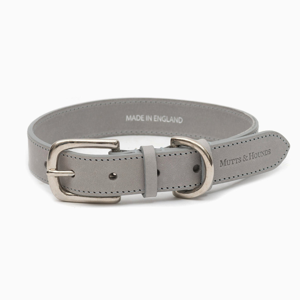 Leather Dog Collar - Grey - NEW PETS ON THE BLOCK.COM
