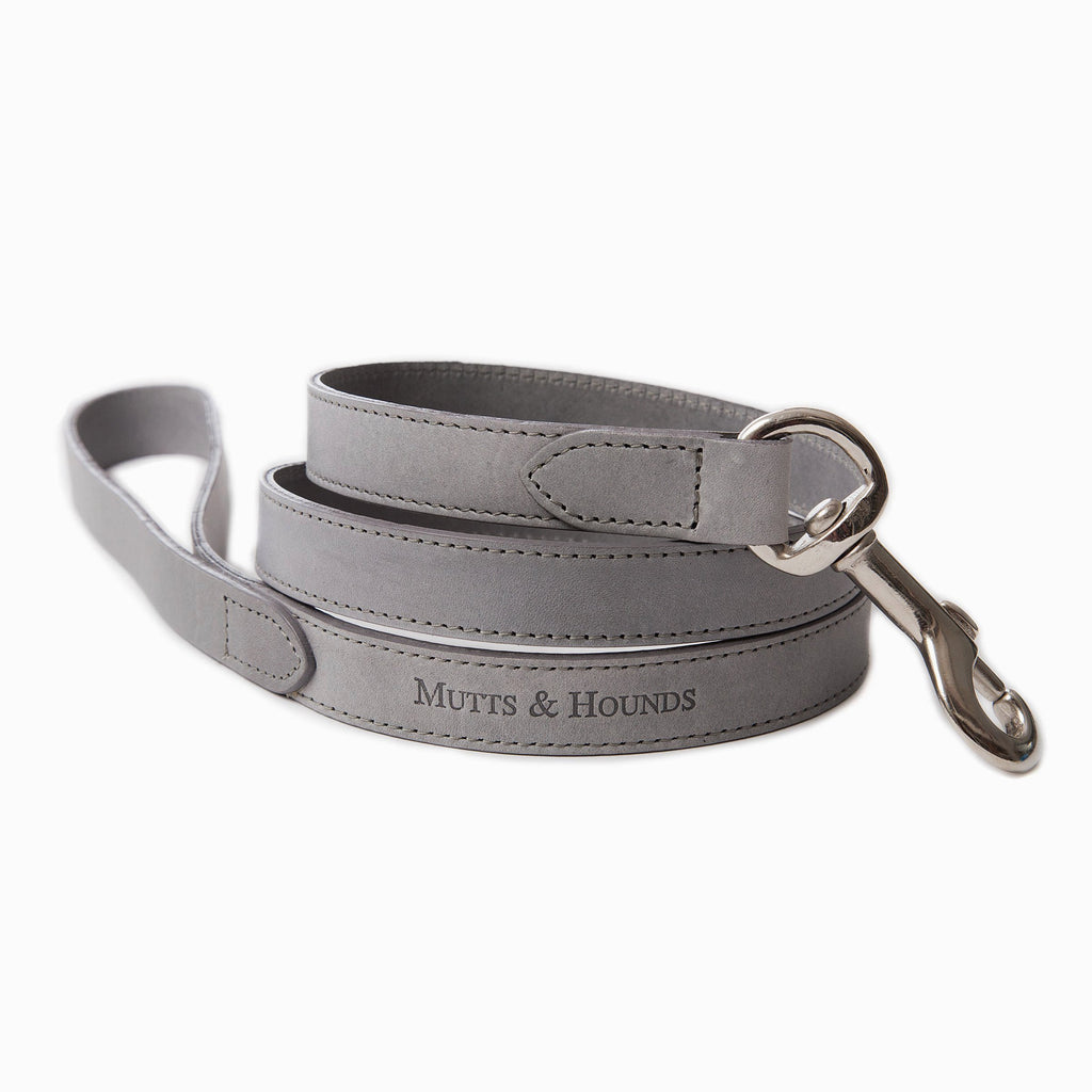 Leather Dog Collar - Grey - NEW PETS ON THE BLOCK.COM