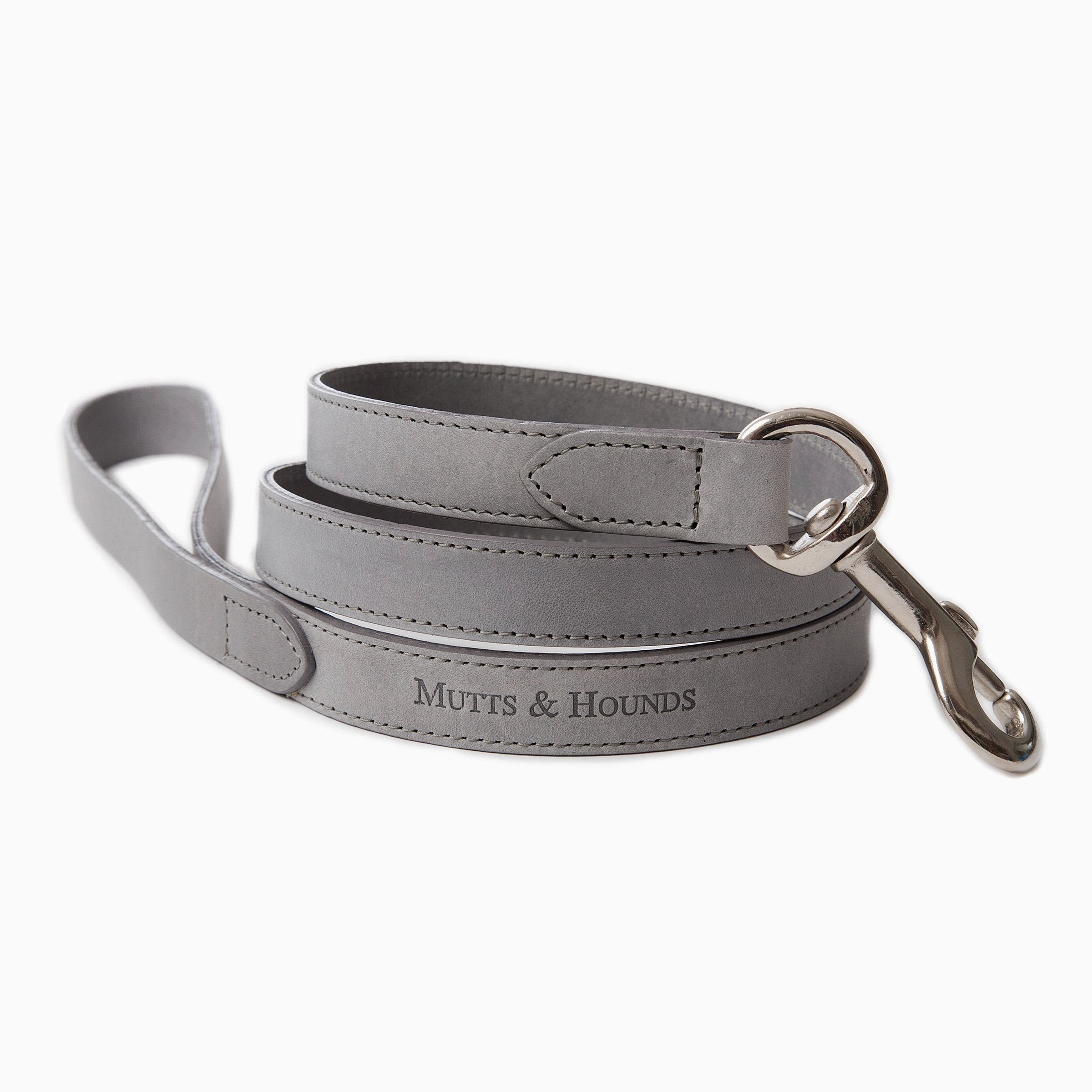 Leather Dog Leash - Grey - NEW PETS ON THE BLOCK.COM