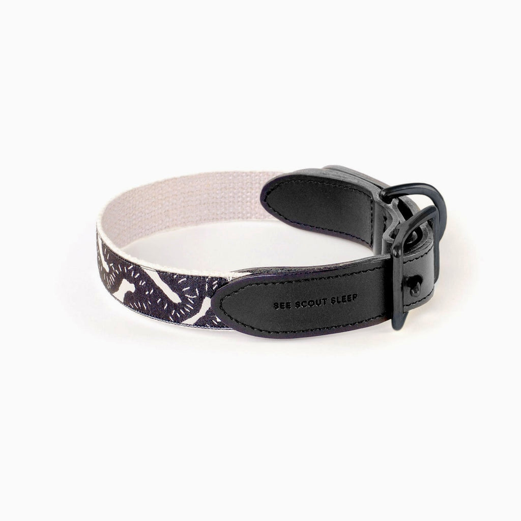 Life of the Party Leather Dog Collar - Black & Cream - NEW PETS ON THE BLOCK.COM