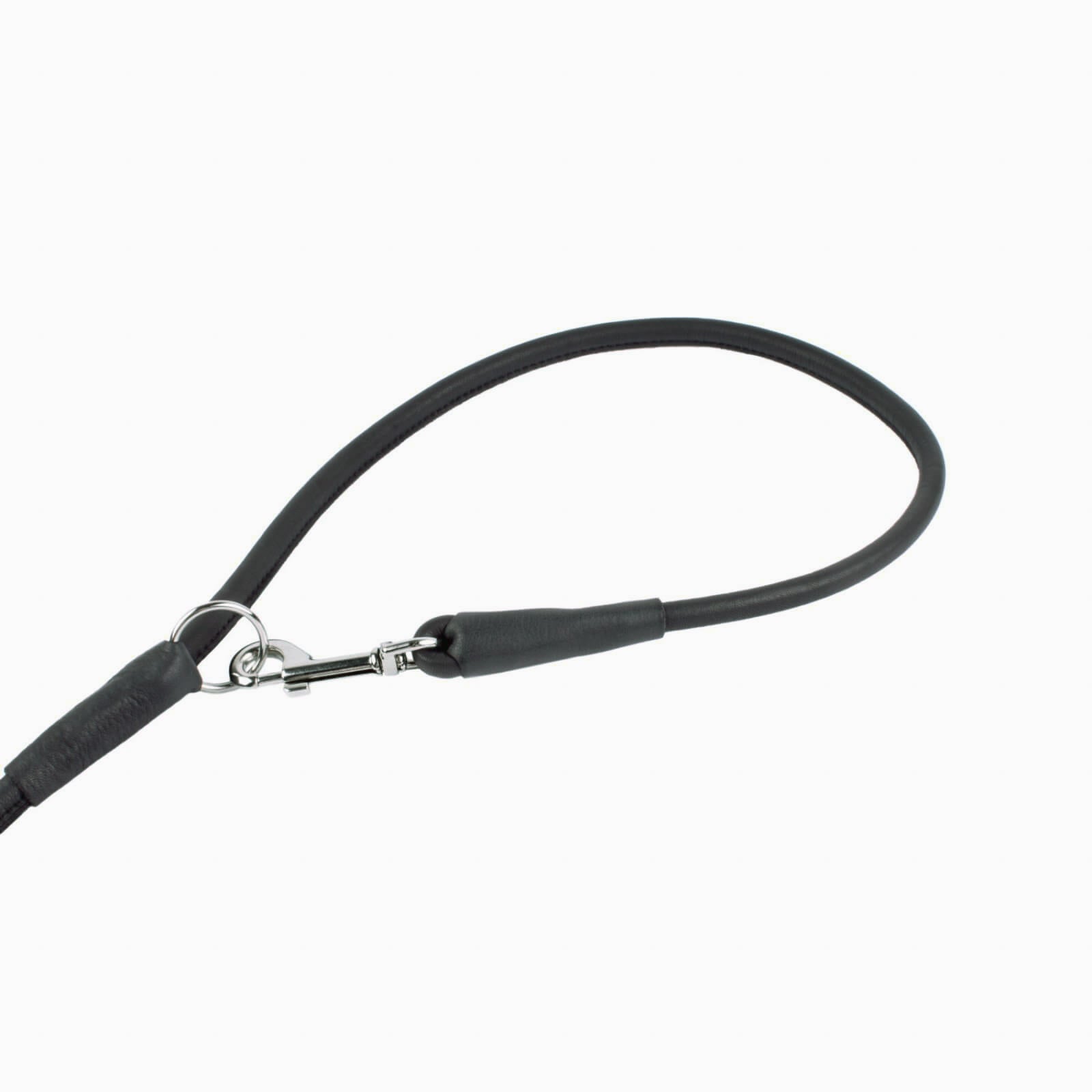Soft Leather Dog Collar & Multi-Use Dog Leash Set - Matte Black