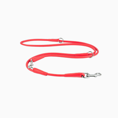 Soft Leather Collar & Multi Functional Leash Set - Red