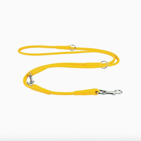 Soft Leather Collar & Multi Functional Leash Set - Yellow
